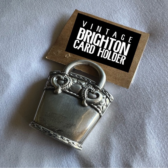 Vintage Brighton Silver Plated Heart Card Holder -F